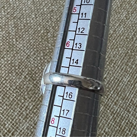 New Faceted Oval Blue Enhanced Sapphire Stone Silver Overlay Ring Size 7 - Picture 7 of 10